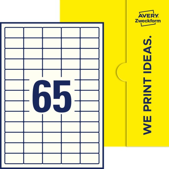 65 stk. etiketter per ark