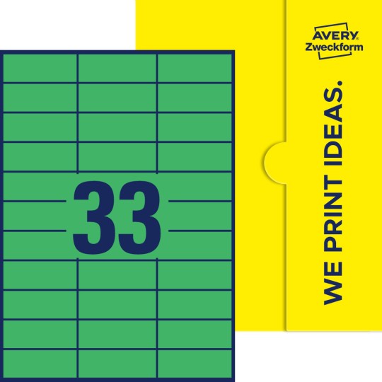 33 stk. etiketter per ark