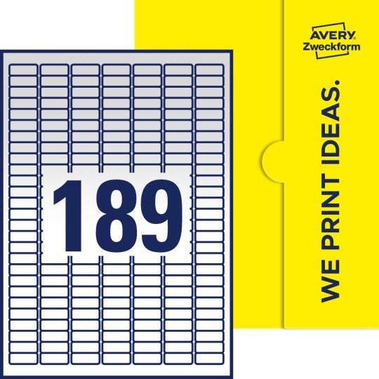 189 stk. etiketter per ark