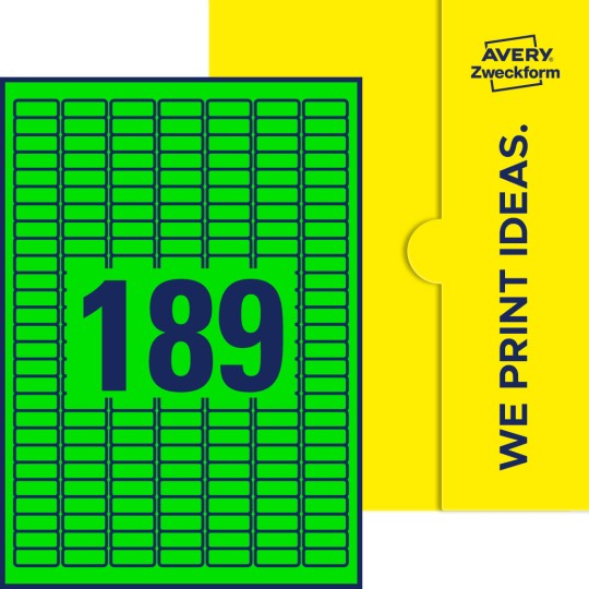 189 stk. etiketter per ark