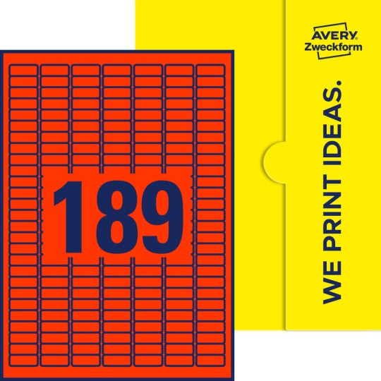 189 stk. etiketter per ark