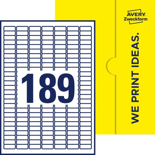 189 stk. etiketter per ark