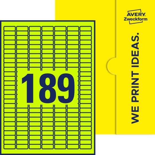 189 stk. etiketter per ark