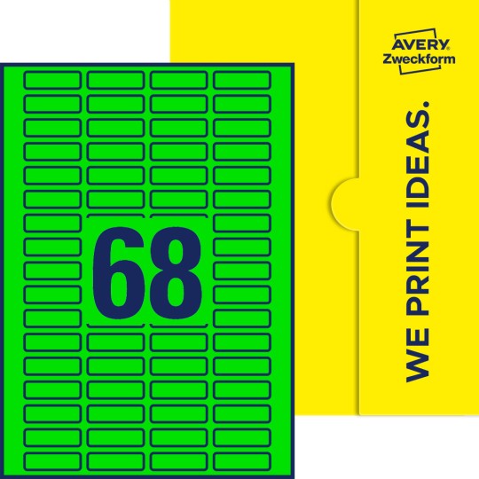 68 stk. etiketter per ark