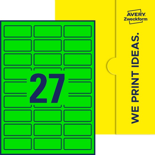27 stk. etiketter per ark