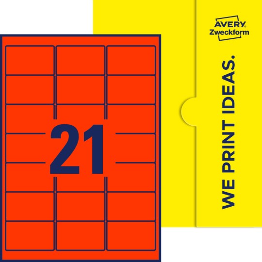 21 stk. etiketter per ark