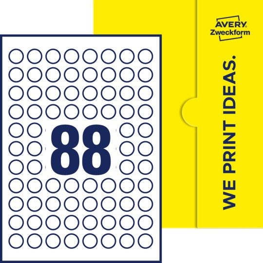 88 stk. etiketter per ark