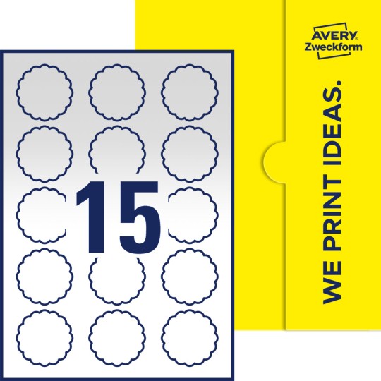 15 stk. etiketter per ark