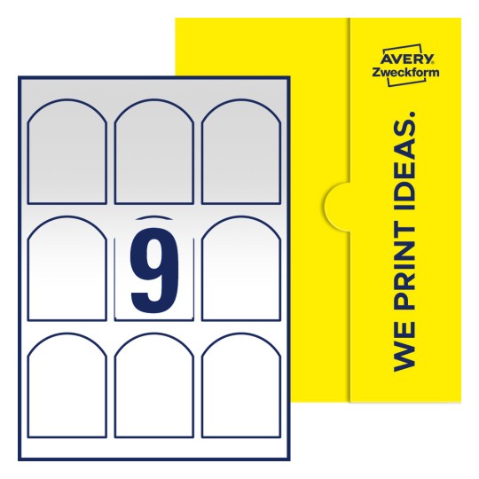 9 stk. etiketter per ark - Buede etiketter, 60 x 80 mm