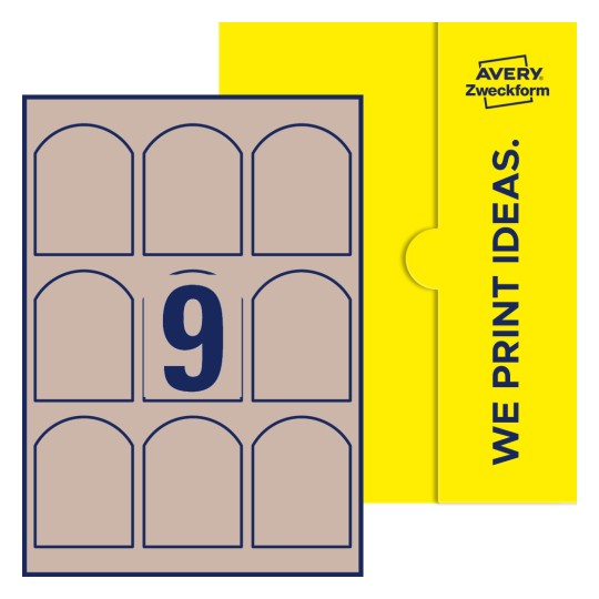 9 stk. etiketter per ark - Buede etiketter, 60 x 80 mm