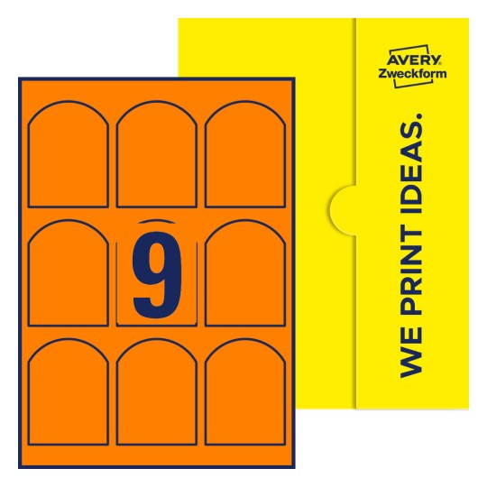 9 stk. etiketter per ark - Buede etiketter, 60 x 80 mm