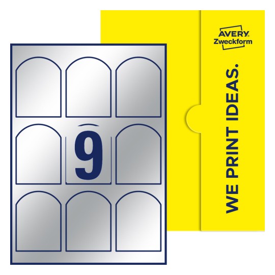 9 stk. etiketter per ark - Buede etiketter, 60 x 80 mm