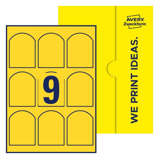 9 stk. etiketter per ark - Buede etiketter, 60 x 80 mm