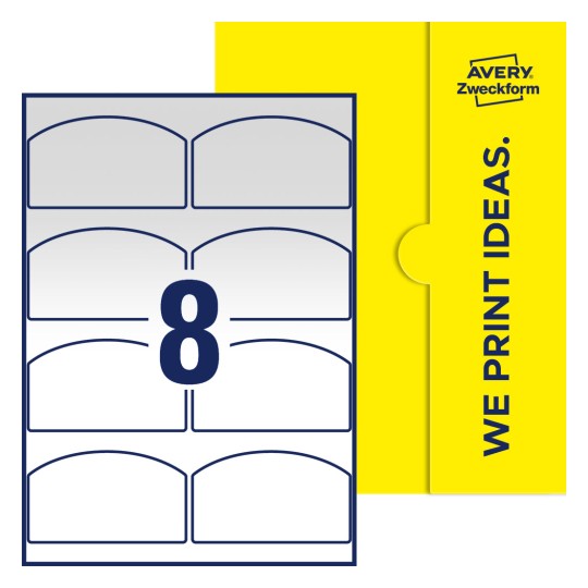 8 stk. etiketter per ark - Buede etiketter, 99 x 57 mm