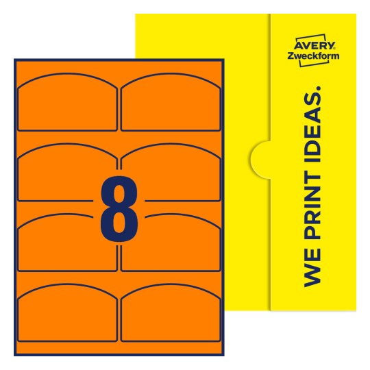 8 stk. etiketter per ark - Buede etiketter, 99 x 57 mm