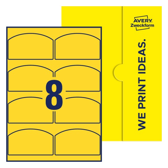8 stk. etiketter per ark - Buede etiketter, 99 x 57 mm