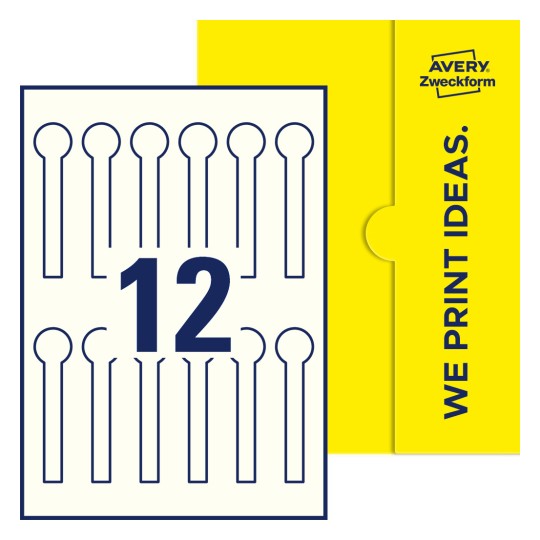 12 stk. etiketter per ark - Forseglingsetiketter, 25 x 105 mm (12 mm remse)