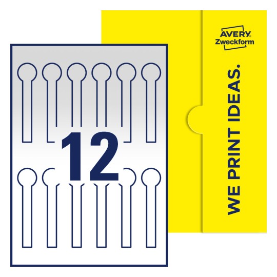 12 stk. etiketter per ark - Forseglingsetiketter, 25 x 105 mm (12 mm remse)