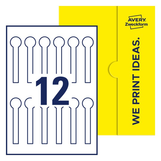 12 stk. etiketter per ark - Forseglingsetiketter, 25 x 105 mm (12 mm remse)