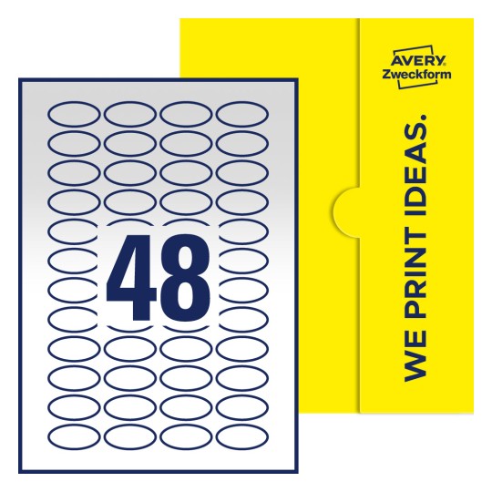 48 stk. etiketter per ark - Ovale etiketter, 40 x 20 mm