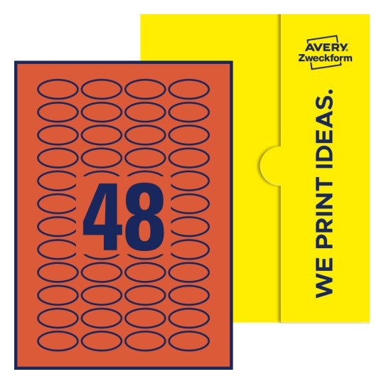 48 stk. etiketter per ark - Ovale etiketter, 40 x 20 mm