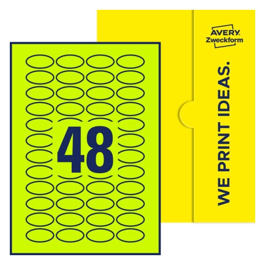 48 stk. etiketter per ark - Ovale etiketter, 40 x 20 mm