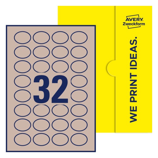 32 stk. etiketter per ark - Ovale etiketter, 40 x 30 mm