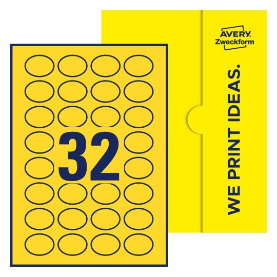 32 stk. etiketter per ark - Ovale etiketter, 40 x 30 mm