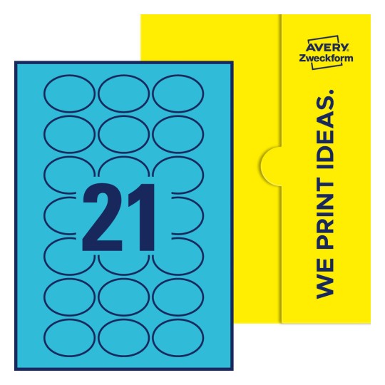 21 stk. etiketter per ark - Ovale etiketter, 50 x 37 mm