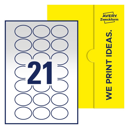 21 stk. etiketter per ark - Ovale etiketter, 50 x 37 mm