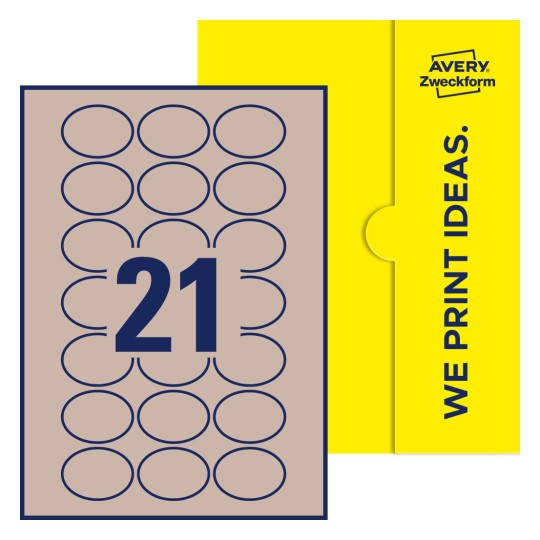 21 stk. etiketter per ark - Ovale etiketter, 50 x 37 mm
