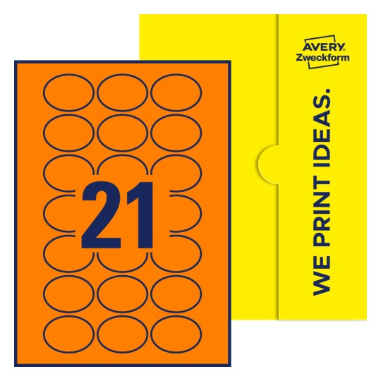21 stk. etiketter per ark - Ovale etiketter, 50 x 37 mm