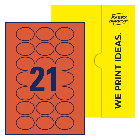 21 stk. etiketter per ark - Ovale etiketter, 50 x 37 mm
