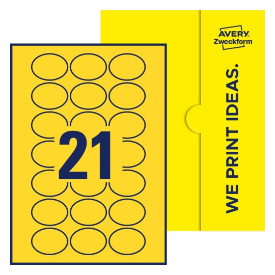 21 stk. etiketter per ark - Ovale etiketter, 50 x 37 mm