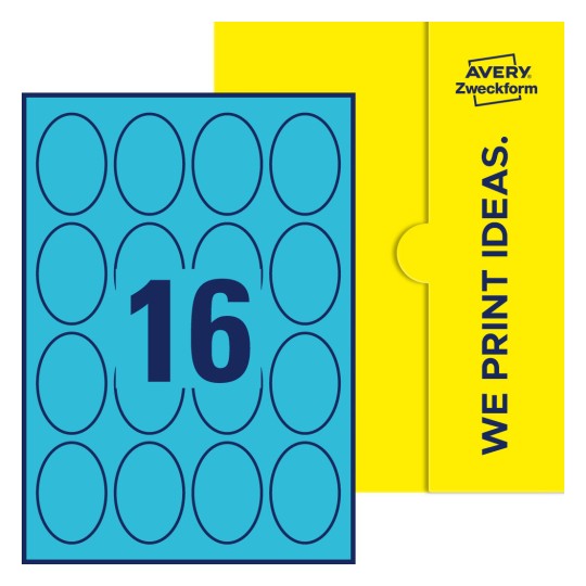 16 stk. etiketter per ark - Ovale etiketter, 63,5 x 42,3 mm