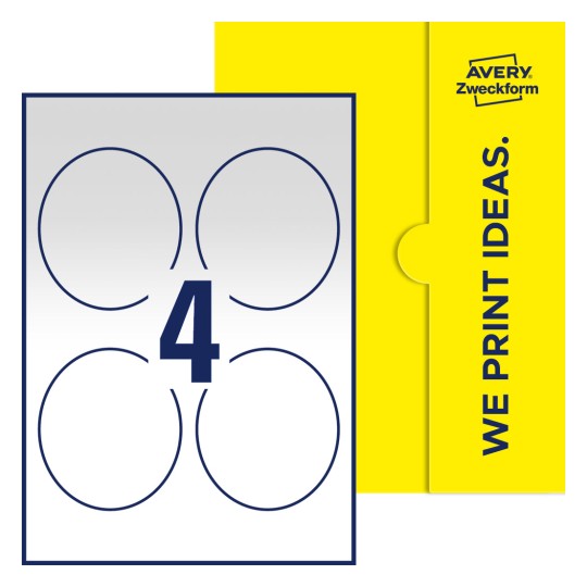4 stk. etiketter per ark - Ovale etiketter, 89 x 101 mm