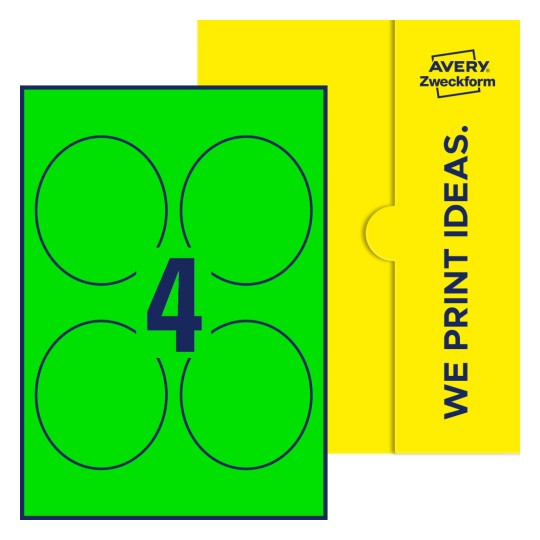 4 stk. etiketter per ark - Ovale etiketter, 89 x 101 mm