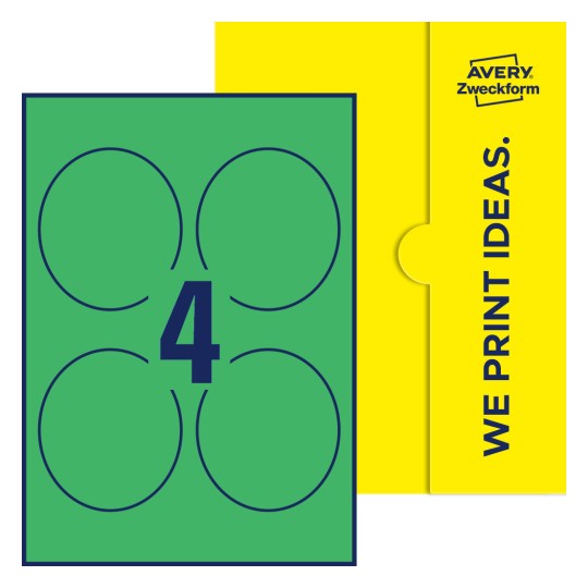 4 stk. etiketter per ark - Ovale etiketter, 89 x 101 mm