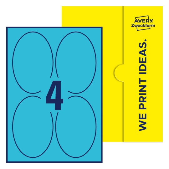 4 stk. etiketter per ark - Ovale etiketter, 90 x 136 mm