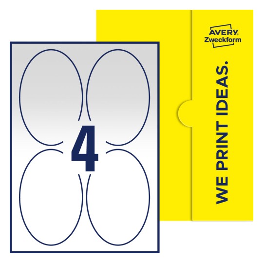 4 stk. etiketter per ark - Ovale etiketter, 90 x 136 mm