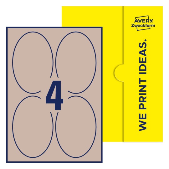4 stk. etiketter per ark - Ovale etiketter, 90 x 136 mm