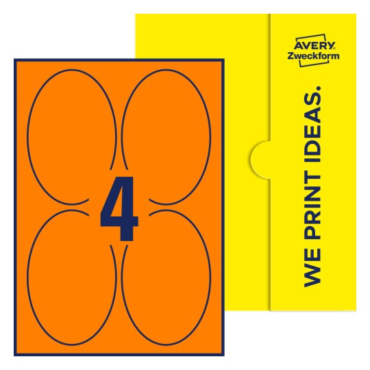 4 stk. etiketter per ark - Ovale etiketter, 90 x 136 mm