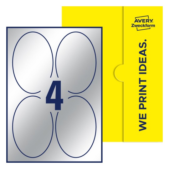4 stk. etiketter per ark - Ovale etiketter, 90 x 136 mm