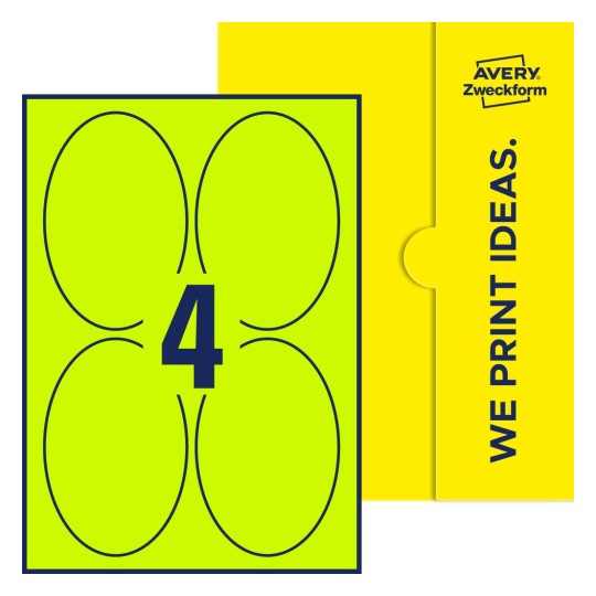 4 stk. etiketter per ark - Ovale etiketter, 90 x 136 mm