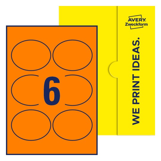 6 stk. etiketter per ark - Ovale etiketter, 90 x 70 mm