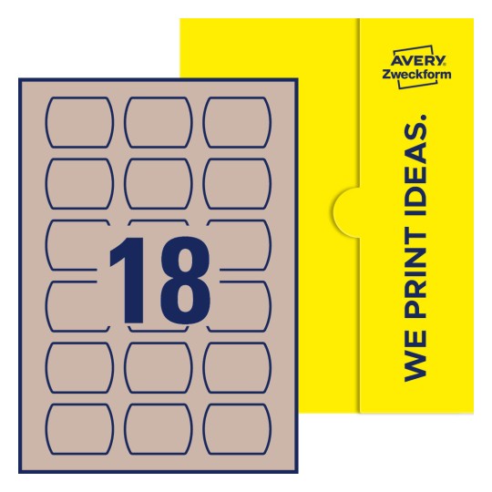 18 stk. etiketter per ark - Rette ovale etiketter, 50 x 37 mm
