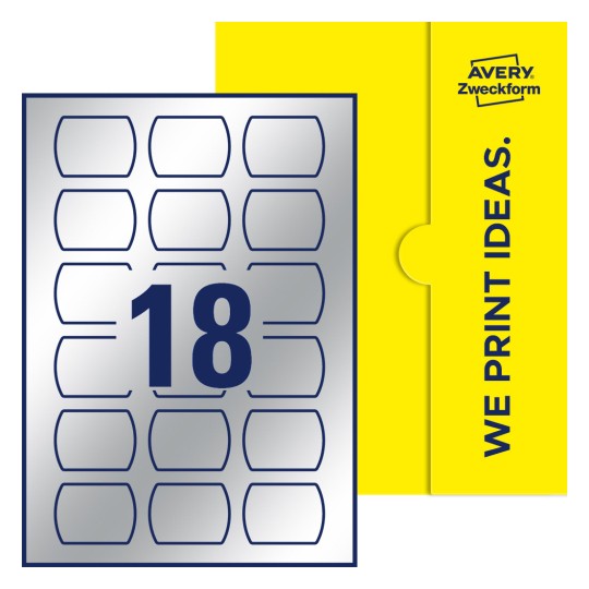 18 stk. etiketter per ark - Rette ovale etiketter, 50 x 37 mm