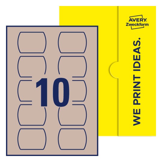 10 stk. etiketter per ark - Rette ovale etiketter, 64 x 47 mm