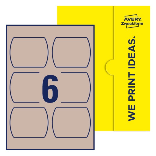 6 stk. etiketter per ark - Rette ovale etiketter, 90 x 70 mm