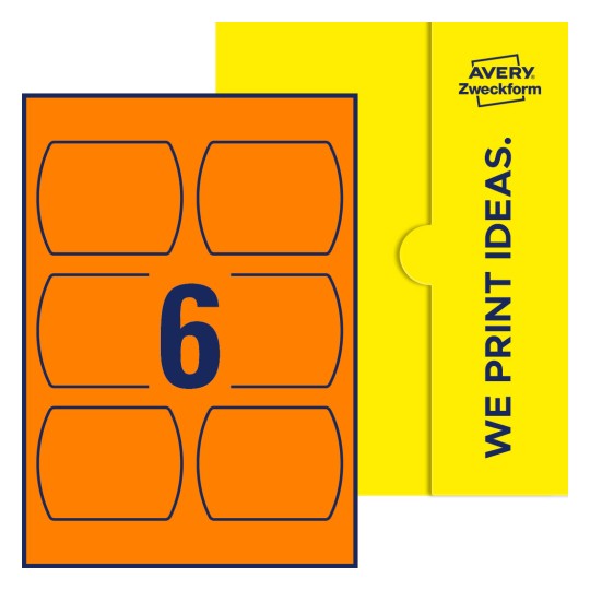 6 stk. etiketter per ark - Rette ovale etiketter, 90 x 70 mm